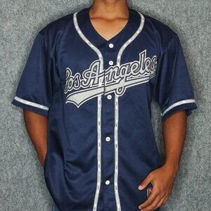 Vintage LA Dodgers Jersey Men's Blue Poly MLB Colosseum XL